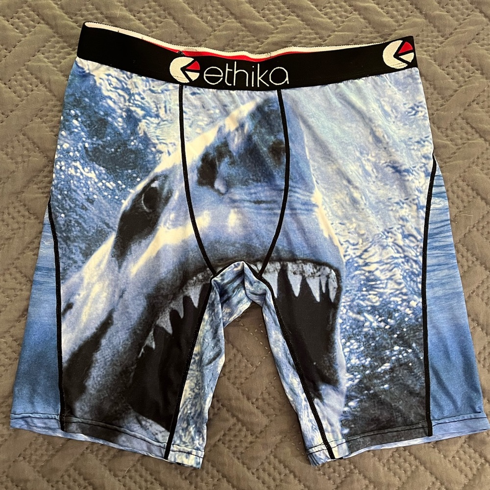 Mens Ethika compression shorts. 
Shark print. Size M.